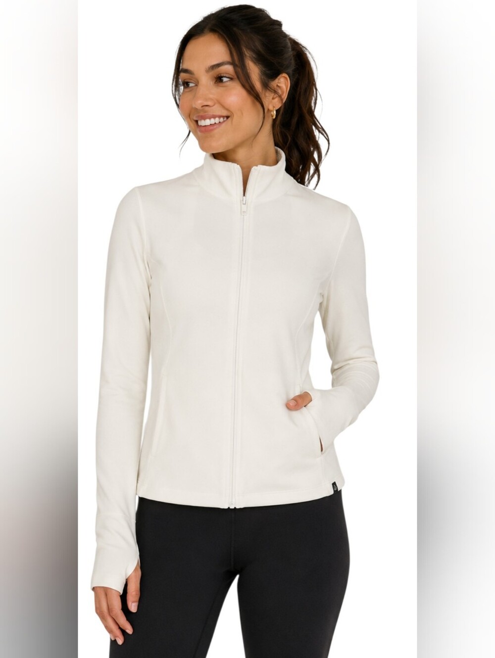 NUX Los Angeles Cream Coconut Full Zip Athletic Jacket Size Medium